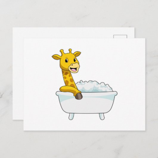 Giraffe with Bathtub with Foam Briefkaart (Voorkant / Achterkant)