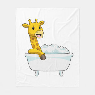 Giraffe with Bathtub with Foam Fleece Deken