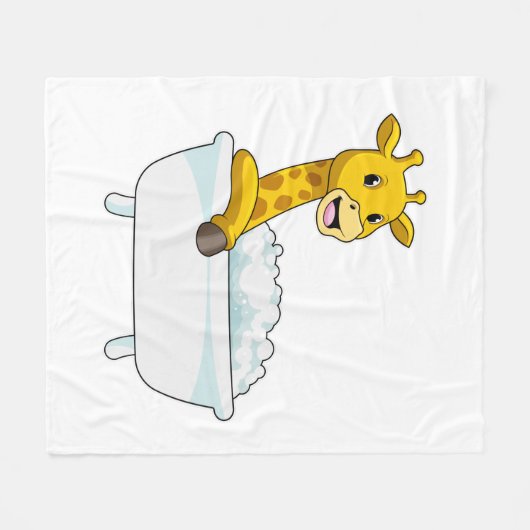 Giraffe with Bathtub with Foam Fleece Deken (Voorkant (Horizontaal))
