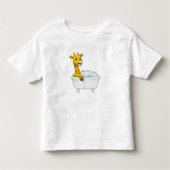 Giraffe with Bathtub with Foam Kinder Shirts (Voorkant)