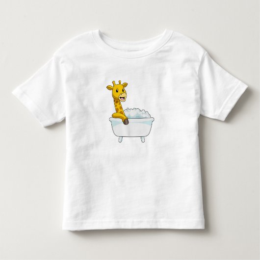 Giraffe with Bathtub with Foam Kinder Shirts (Voorkant)