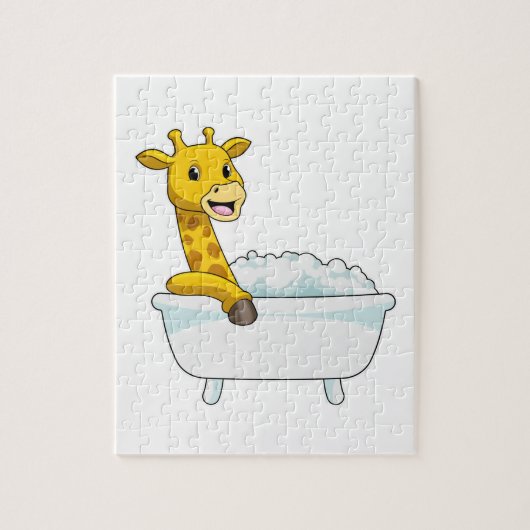 Giraffe with Bathtub with Foam Legpuzzel (Verticaal)