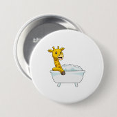 Giraffe with Bathtub with Foam Ronde Button 7,6 Cm (Voorkant /achterkant)