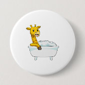 Giraffe with Bathtub with Foam Ronde Button 7,6 Cm (Voorkant)