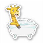 Giraffe with Bathtub with Foam Sticker (Voorkant)