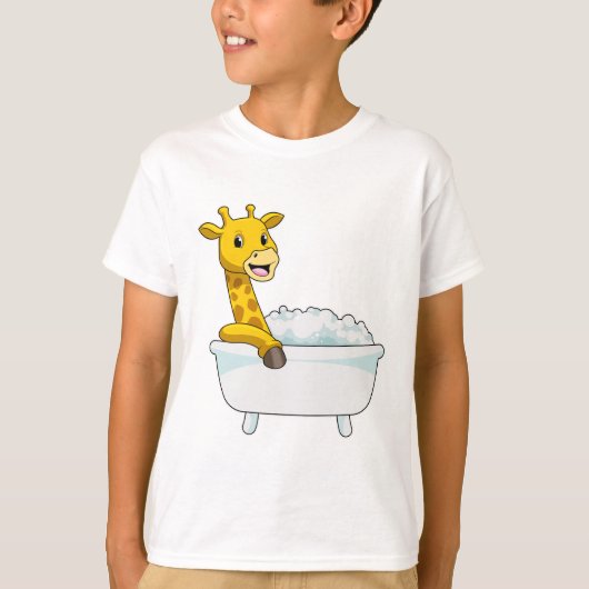 Giraffe with Bathtub with Foam T-shirt (Voorkant)