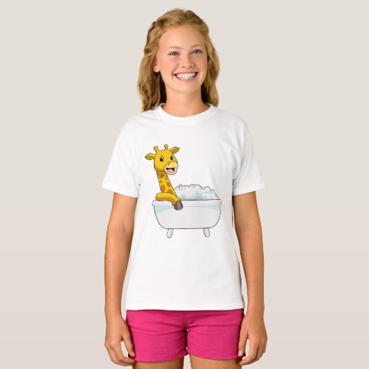 Giraffe with Bathtub with Foam T-shirt (Voorkant volledig)
