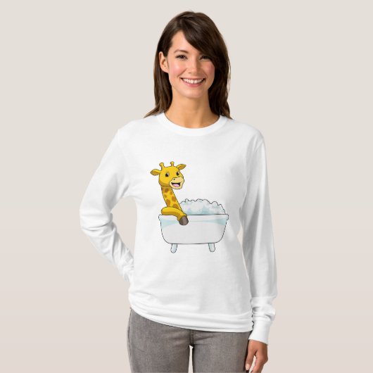 Giraffe with Bathtub with Foam T-shirt (Voorkant volledig)