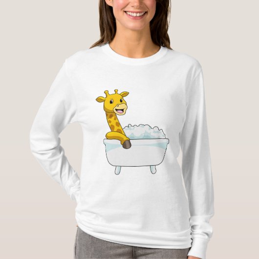 Giraffe with Bathtub with Foam T-shirt (Voorkant)