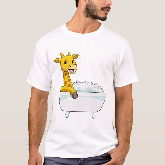 Giraffe with Bathtub with Foam T-shirt (Voorkant)