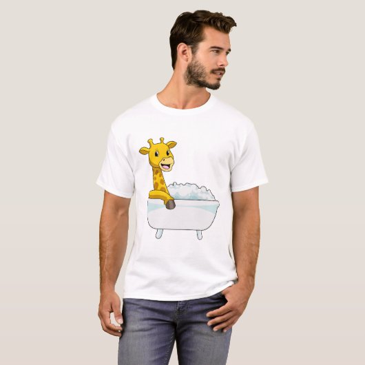 Giraffe with Bathtub with Foam T-shirt (Voorkant volledig)