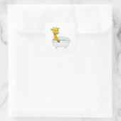 Giraffe with Bathtub with Foam Vierkante Sticker (Tas)