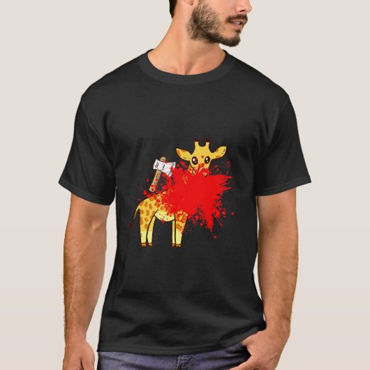 Giraffe With Blood The Anti Halloween Zombie Giraf T-shirt (Voorkant)