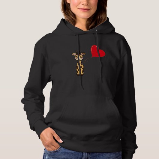 Giraffe With Heart Balloon Valentines Day Love Boy Hoodie (Voorkant)