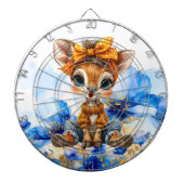 Giraffe with polka dot bow blue poppies dartbord (Voorkant)
