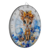 Giraffe with polka dot bow blue poppies dartbord (Voorkant Links)