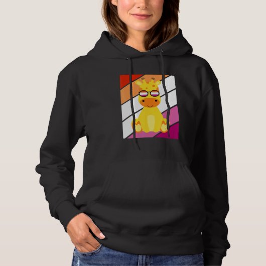 Giraffe With Pride Lesbian Flag LGBTQ Proud Ally P Hoodie (Voorkant)