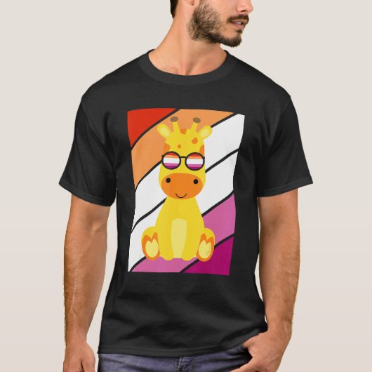 Giraffe With Pride Lesbian Flag LGBTQ Proud Ally P T-shirt (Voorkant)