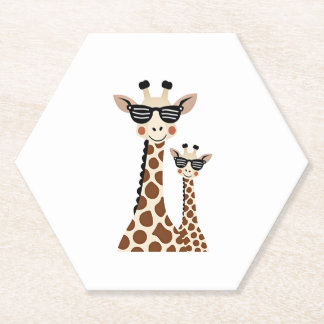 Giraffe with Sunglasses Jungle Safari Animal Giraf Kartonnen Onderzetters