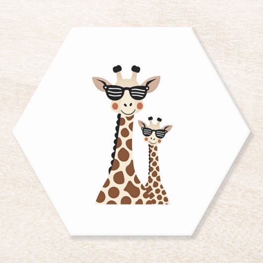 Giraffe with Sunglasses Jungle Safari Animal Giraf Kartonnen Onderzetters (Voorkant)