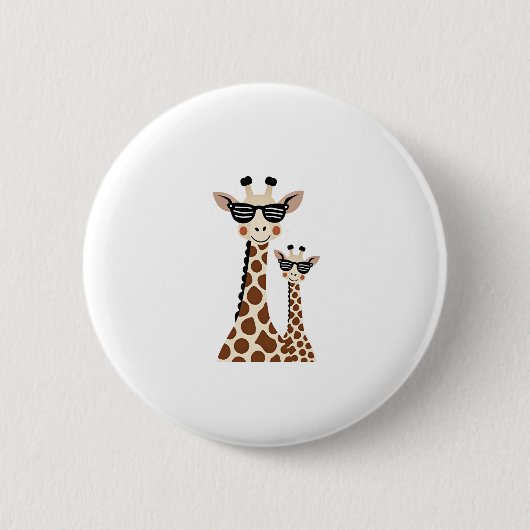 Giraffe with Sunglasses Jungle Safari Animal Giraf Ronde Button 5,7 Cm (Voorkant)