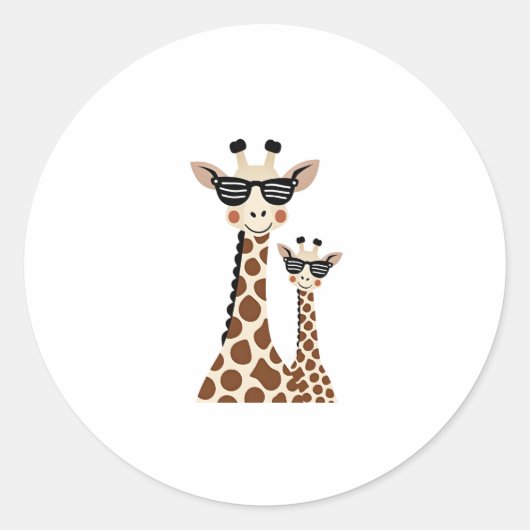 Giraffe with Sunglasses Jungle Safari Animal Giraf Ronde Sticker (Voorkant)
