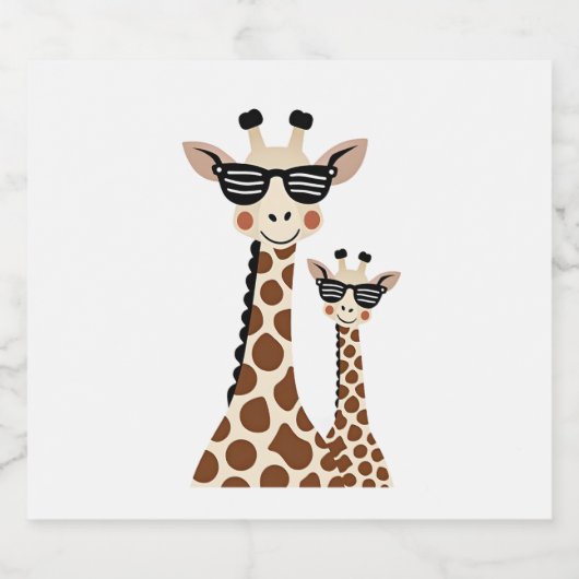 Giraffe with Sunglasses Jungle Safari Animal Giraf Sparkling Wijnetiket (Enkel label)