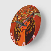 Giraffe with two ponytails art ronde klok (Hoek)