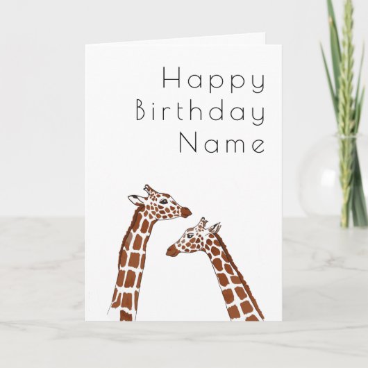 Giraffe Witte Art Deco Verjaardag Kaart (Voorkant)