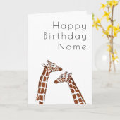 Giraffe Witte Art Deco Verjaardag Kaart (Gele Bloem)