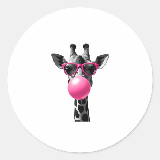 Giraffe Women Giraffe Face with Sunglasses Wild An Ronde Sticker (Voorkant)