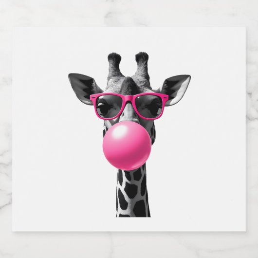 Giraffe Women Giraffe Face with Sunglasses Wild An Sparkling Wijnetiket (Enkel label)