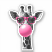 Giraffe Women Giraffe Face with Sunglasses Wild An Sticker (Voorkant)