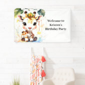 Giraffe Wonderland Baby bewerkbare verjaardag Spandoek (Insitu)