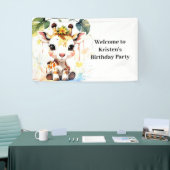 Giraffe Wonderland Baby bewerkbare verjaardag Spandoek (Beurs)