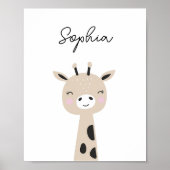 Giraffe Woodland Animal Nursery Wall Art Poster (Voorkant)