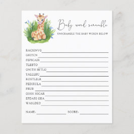 Giraffe Word Scramble | Baby showers wild