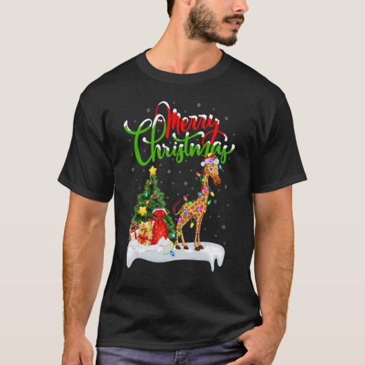 Giraffe   Xmas Decorations Santa Giraffe Christmas T-shirt (Voorkant)