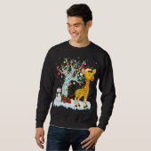 Giraffe Xmas Element Boom Verlichting Giraffe Kers Trui (Voorkant volledig)