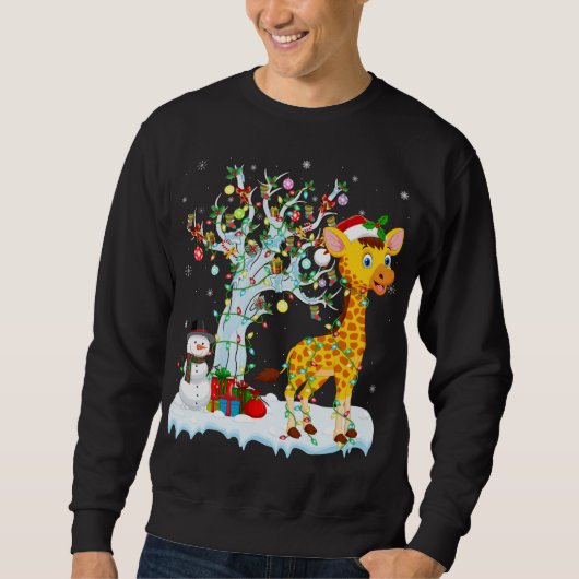 Giraffe Xmas Element Boom Verlichting Giraffe Kers Trui (Voorkant)