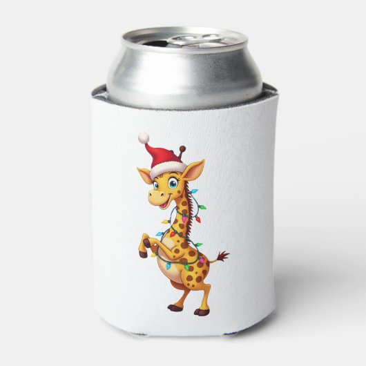 Giraffe Xmas Lighting Funny Santa Giraffe Christma Blikjeskoeler (Blikje Voorkant)