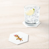 Giraffe Xmas Lighting Funny Santa Giraffe Christma Kartonnen Onderzetters (Insitu)