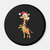 Giraffe Xmas Lighting Funny Santa Giraffe Christma Magneet (Voorkant)