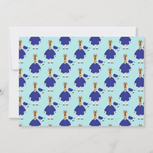 Giraffe Yellow Brown Afstuderen Fotoaankondiging Kaart (Achterkant)