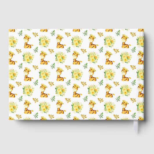 Giraffe Yellow Floral Baby Shower Gastenboek (Achterkant)