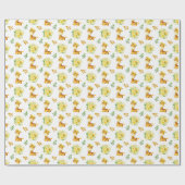 Giraffe Yellow Floral Flowers Cadeaupapier (Vlak)