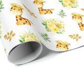 Giraffe Yellow Floral Flowers Cadeaupapier (Rol Hoek)