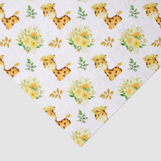 Giraffe Yellow Floral Flowers Tissuepapier (Detail)