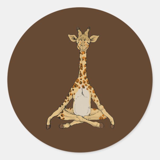 Giraffe Yoga Ronde Sticker (Voorkant)