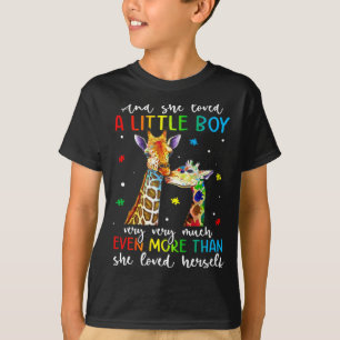 Giraffe Ze Hield Van Een Klein Jongen Autisme Bewu T-shirt